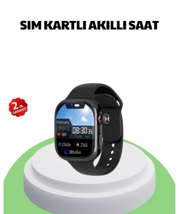 Sesli Arama Özellikli SIM Kartlı Siyah Akıllı Saat