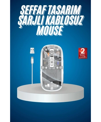 Sessiz Tıklama Çift Modlu Bluetooth Ve Alıcı Şeffaf Mouse Fare