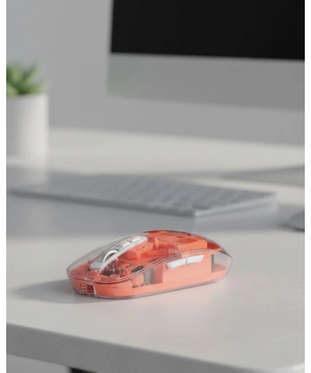 Sessiz Tıklamalı Şeffaf Mouse Bluetooth ve USB Uyumlu