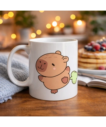Sevimli Kapibara Desenli Porselen Kupa MODEL 96 CAPYBARA – Neşeli Tasarım, Kahve & Çay Kupası, Hediyelik Porselen Bardak