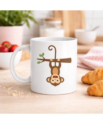 Sevimli Maymun Desenli Porselen Kupa MODEL 73 – Eğlenceli Tasarım, Kahve & Çay Kupası
