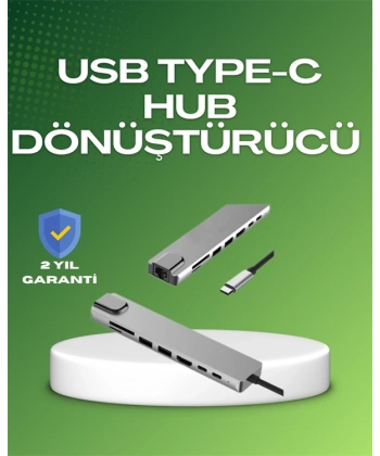 Seyahat Dostu 8‑in‑1 Hub – Şarj & Veri & Video & Ağ için Eksiksiz Çözüm