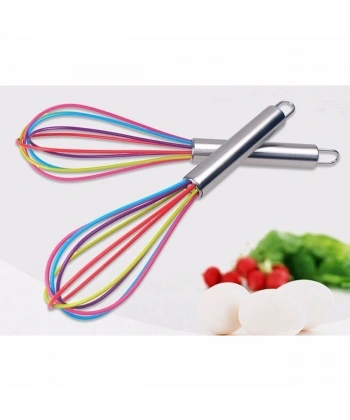 Silikon Çırpıcı Metal Saplı Renkli Çırpma Teli