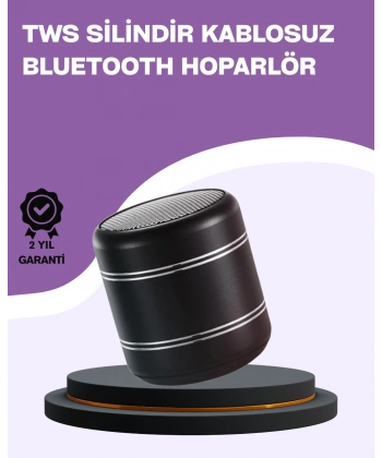 Silindir Tasarım Mini Bluetooth Hoparlör 10m Çekim Güçlü Bas ve Mikrofonlu