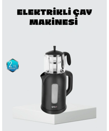Sinbo Elektrikli Çay Makinesi 1.7 L Su Isıtıcı ve Cam Demlikli Güvenli Kullanım