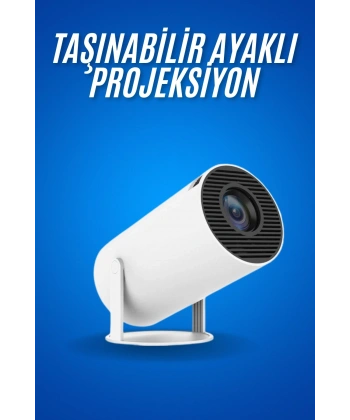 Sinema Projektörü Android HDMI USB WİFİ Ses Çıkışlı Ayaklı Projeksiyon Taşınabilir