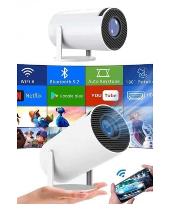 Sinema Projektörü Android HDMI USB WİFİ Ses Çıkışlı Ayaklı Projeksiyon Taşınabilir