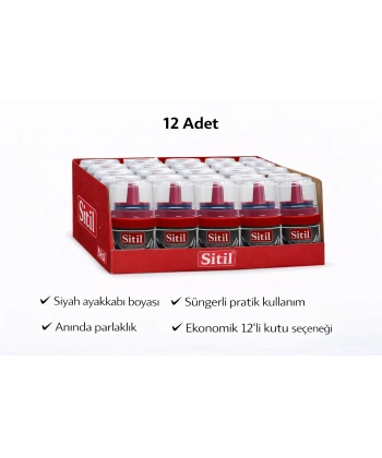 Sitil Classic Ayakkabı Boyası Siyah Parlatıcı Süngerli 12 Adet