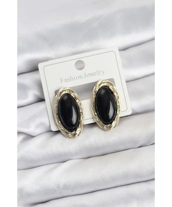 Siyah Badem Model Vintage Kadın Küpe