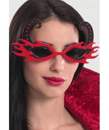 Siyah Boynuzlu Kırmızı Renk Alevli Parti Gözlüğü 21x10 cm
