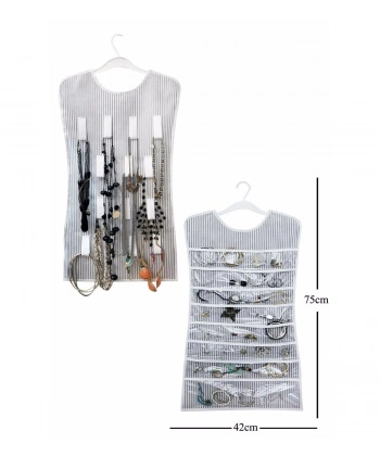 Siyah Çizgili Elbise Şeklinde Çift Taraflı Takı Organizeri