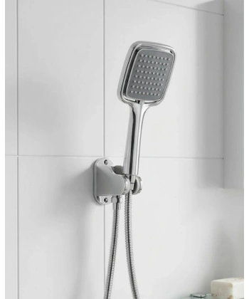 Siyah Duş Seti El Duşu Başlığı Spiral Hortum ve Duvar Askısı Banyo Duş Seti