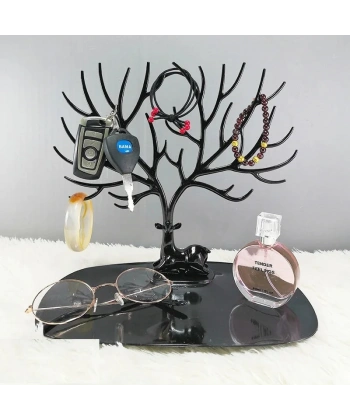 Siyah Geyik Mücevher Organizeri - Geyik Şeklinde Yüzük Küpe Kolye Düzenleyici