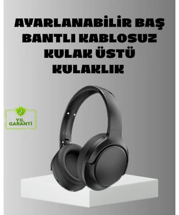 Siyah Kablosuz Bluetooth Kulaklık 300 mAh Hızlı Şarj Katlanabilir Pedli