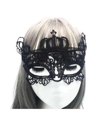 Siyah Renk Dantel Kesim Dantel İşlemeli Balo Parti Maskesi 9 No