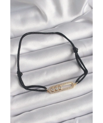 Siyah Renk İpli Asansör Gold Messika Model Kadın Bileklik