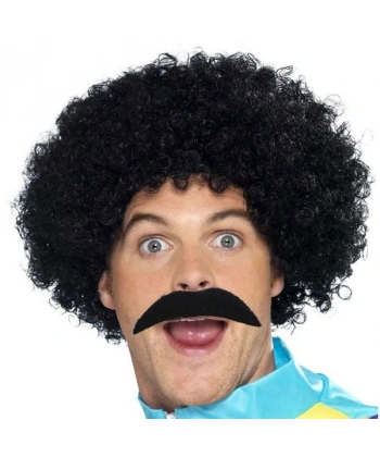 Siyah Scouser Erkek Kısa Peruk 120 Gr ve Bıyık Seti