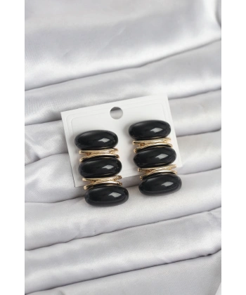 Siyah Vintage Model Gold Renk Kadın Küpe