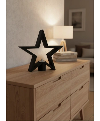 Siyah Yıldız Şeklinde Mumluk Loş Işık Dekor Aksesuarı