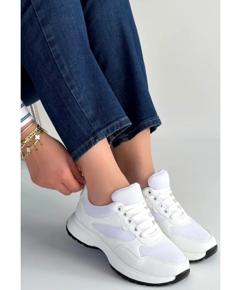 Slar Beyaz Cilt Spor Ayakkabı