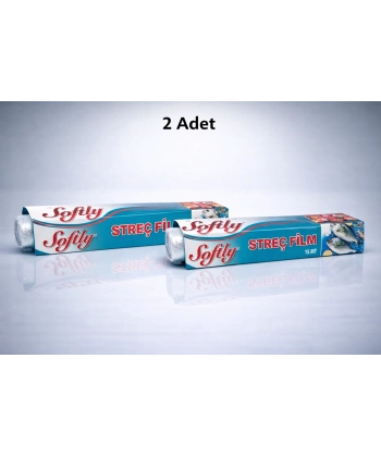 Softly Streç Film 15 Metre Gıda Streç Film Mutfak Streç Folyo Şeffaf Saklama Filmi 2 Adet