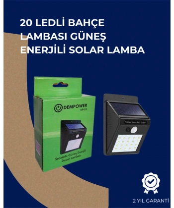 Solar Enerjili 20 LED Duvar Lambası | Hareket Sensörlü, Su Geçirmez, Kablo Gerektirmez