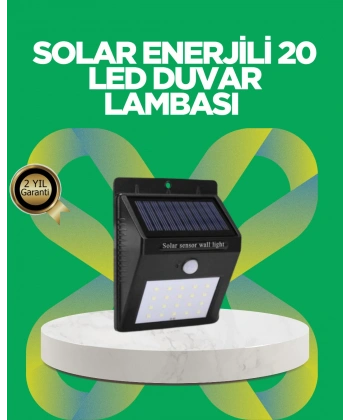Solar Enerjili 20 LED Hareket Sensörlü Duvar Lambası