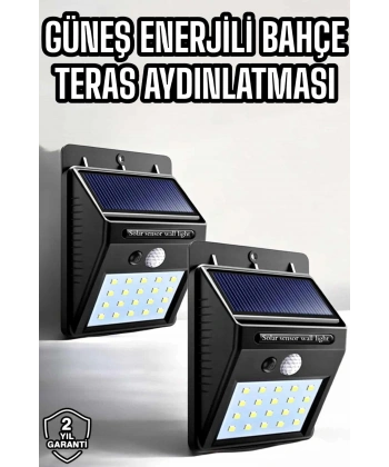 Solar Güneş Enerji Panelli Sensörlü Lamba Enerji Tasarruflu
