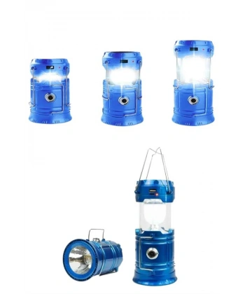 Solar Şarjlı Kamp Lambası Güneş Enerjili Kızaklı Kamp Feneri Çadır Feneri Led Işıldak