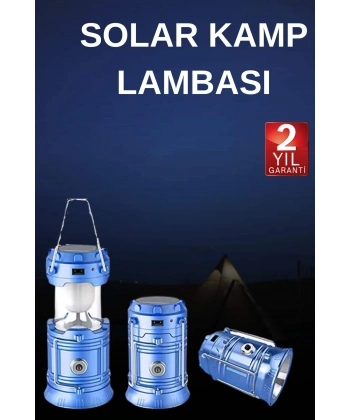 Solar Şarjlı Kamp Lambası Güneş Enerjili Kızaklı Kamp Feneri Çadır Feneri Led Işıldak