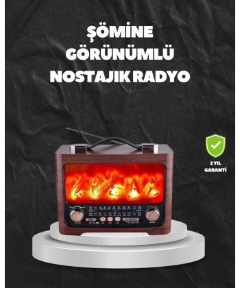 Solar Şarjlı Şömine Işıklı Bluetooth Hoparlör – Radyo, USB, TF Kart Destekli