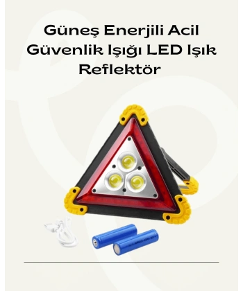Solar Şarjlı Üçgen LED Park ve İkaz Lambası