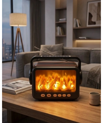 Şömine Efektli Bluetooth Hoparlör FM Radyo USB TF Kart Müzik Çalar