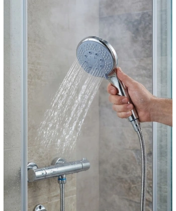 Spiral Hortumlu 4 Kademeli El Duşu Seti Duvar Askılı Banyo Duş Başlığı