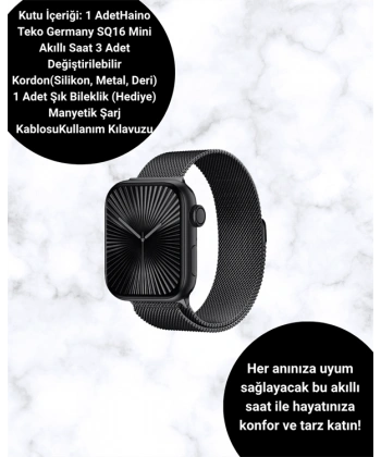 SQ-16 Mini Series 10 Akıllı Saat – 3 Kordon + Hediye Bileklik