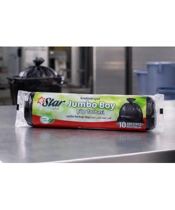 Star Plus Endüstriyel Jumbo Boy Çöp Torbası 80x110 cm 10 Adet Dayanıklı Sanayi Tipi Çöp Poşeti