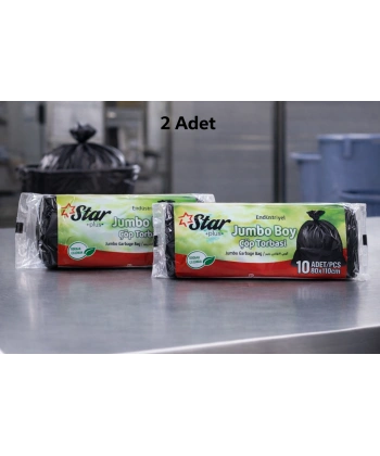 Star Plus Endüstriyel Jumbo Boy Çöp Torbası 80x110 cm 10 Adet Dayanıklı Sanayi Tipi Çöp Poşeti 2 Adet