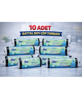 Star Plus Standart Büyük Boy Çöp Torbası 65x80 cm 10 Adet Dayanıklı Sızdırmaz Çöp Poşeti 10 Adet