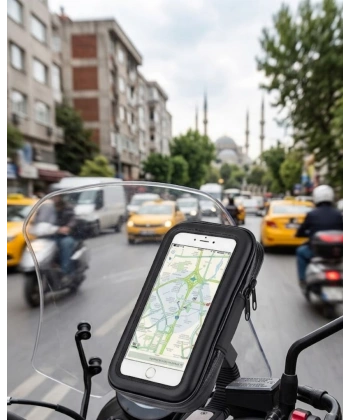 Su Geçirmez Motosiklet Telefon Tutucu Evrensel Gidon Montaj Navigasyon Standı