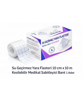 Su Geçirmez Yara Flasteri 10 cm x 10 m Kesilebilir Medikal Sabitleyici Bant 1 Adet