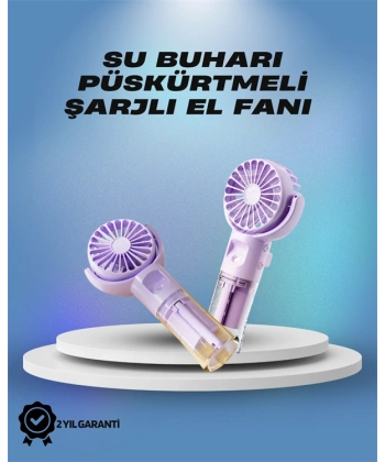 Su Sisi Püskürtmeli Taşınabilir El Fanı – Çocuk ve Öğrencilere Uygun, Kamp ve Seyahat İçin