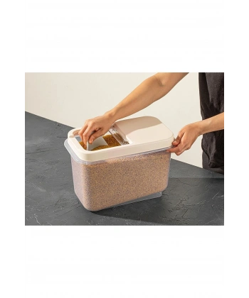 Sürgülü Kapaklı 10 LT Erzak Bakliyat Un Şeker Saklama Kabı