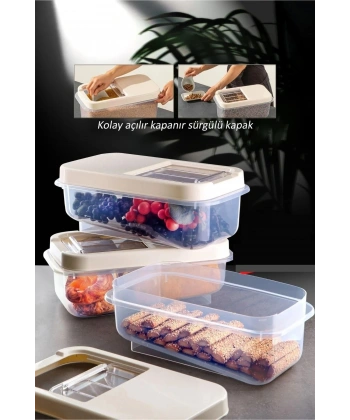 Sürgülü Kapaklı 7.5 LT Erzak Bakliyat Un Şeker Saklama Kabı