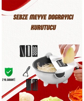 Süzgeçli Çok Fonksiyonlu Döner Rende ve Doğrayıcı