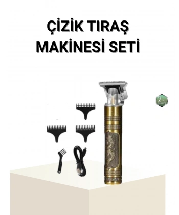 T Bıçaklı Profesyonel Çizik Tıraş Makinesi Seti – 120 Dakika Kullanım, Şarjlı & Kablolu