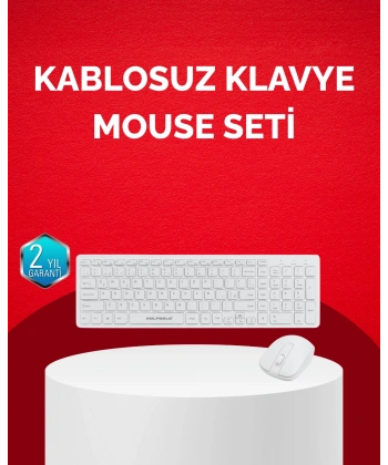 Tam Boy Kablosuz Klavye Mouse Seti - Gelişmiş Bağlantı ve Sessiz Performans
