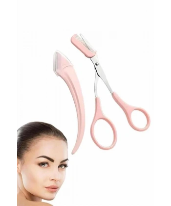 Taraklı Kaş Makası ve Ustura Seti Kaş Düzeltme Makası Kaş Bıyık Alma Aleti