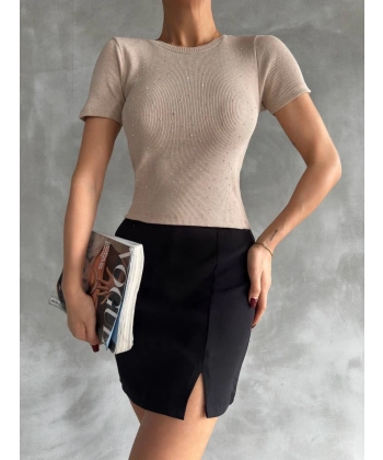 Taş baskılı kaş korse bluz