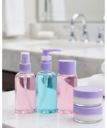 Taşınabilir 5’li Seyahat Banyo Seti Şeffaf Kozmetik Kapları