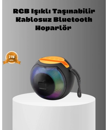 Taşınabilir Bluetooth Hoparlör – RGB Işıklı, Güçlü Bas ve 8 Saat Pil Ömrü